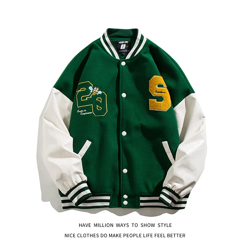 Новинка 2021 осенняя бейсбольная куртка с вышивкой Letterman мужская куртка-бомбер