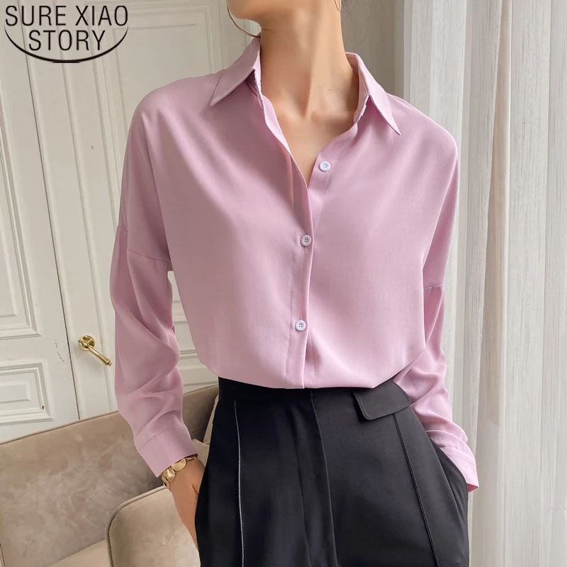 Женская блузка модная 2021 однотонная повседневная обувь свободная рубашка с
