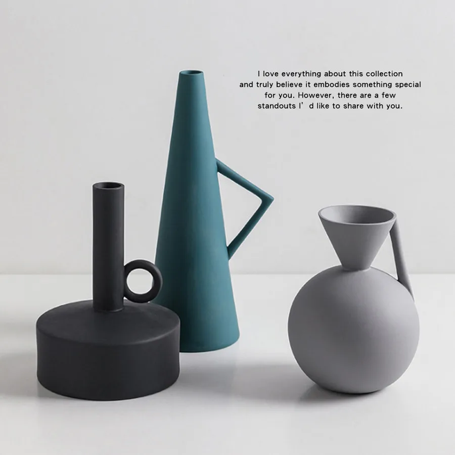 

Nordic Minimalist Ceramic Vase Ornament Home Porcelain Flower Figurines Geometric Art Nordic Home Decoration Accessories Vase
