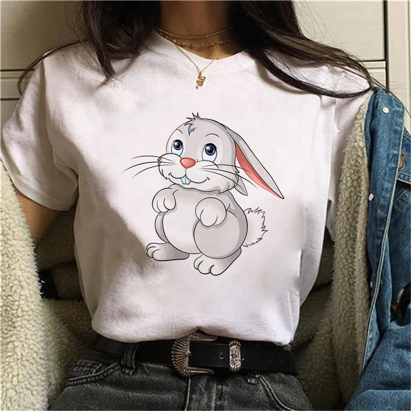 

Cartoon Rabbits Painting T Shirt Women Aesthetic shirt Ullzang Harajuku Vintage tshirt New Fashion Top Tees Female Tumblr Clothi