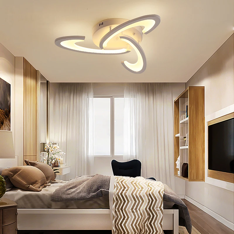 

Современные светодиодные люстры для спальни, белый/черный, холодный теплый, скандинавский светодиодный потолочный светильник, новый свето...