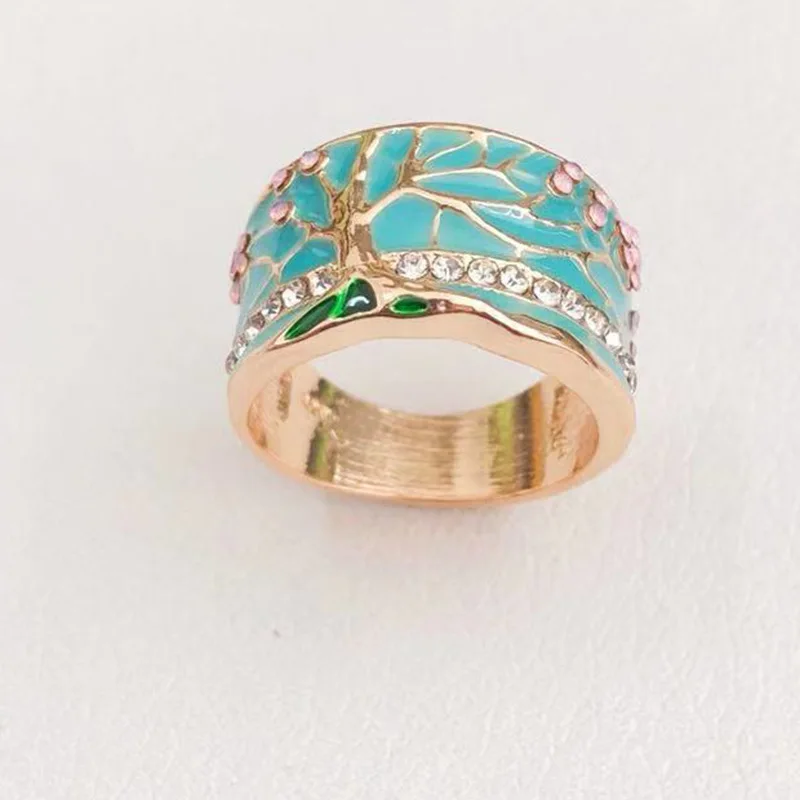 Новинка 2020 Лидер продаж кольца на удачу с цветком и деревом модное золотое