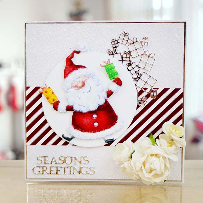 Танцующий Санта Клаус высечки для изготовления открыток очаровательные