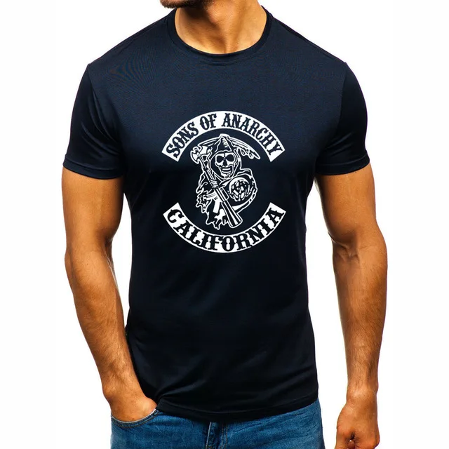 Мужская футболка с коротким рукавом SOA Sons of anarchy летняя хлопковая Футболка