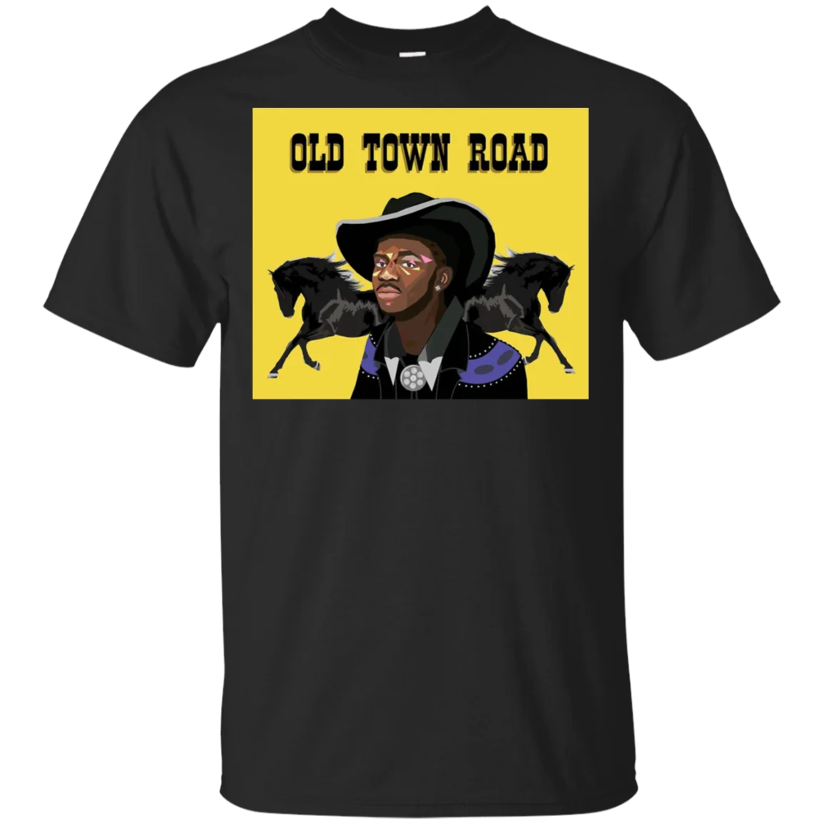 

Lil Nas X - Old Town Road T-Shirt Black-Navy Short Men 2018 New Arrival Funny