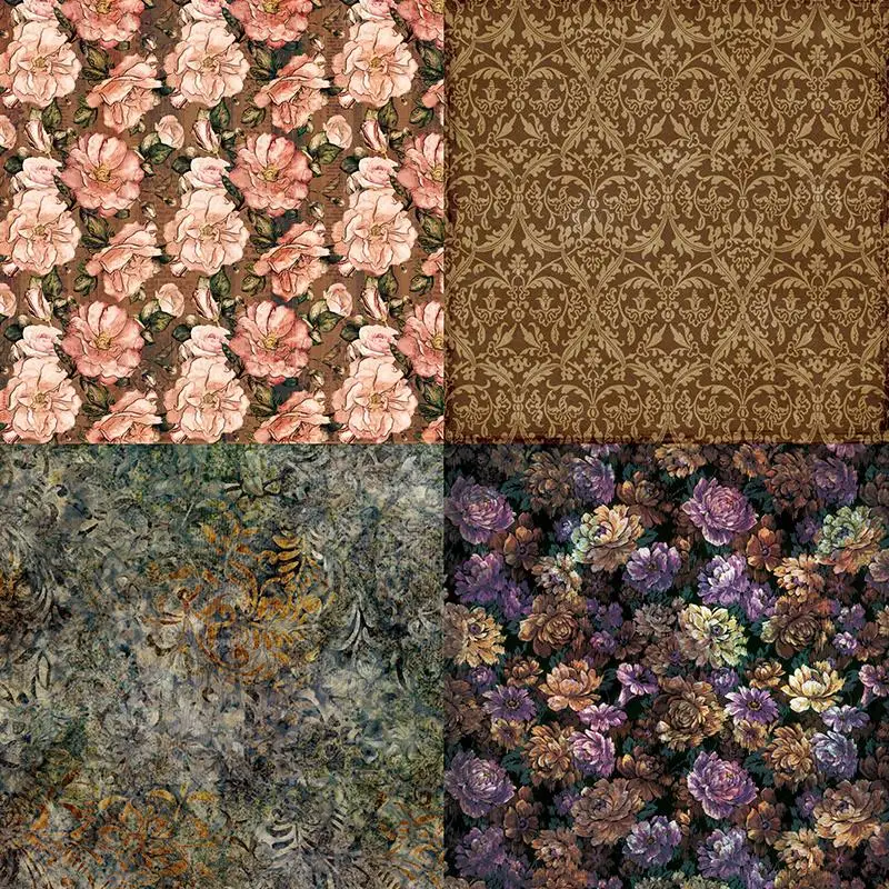 

ZLDECOR 12 Sheets Vintage Flowers Scrapbooking Pads Paper Origami Art Background Paper Card Making DIY Scrapbook Paper Craft