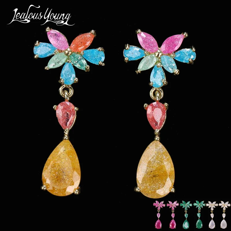 Длинные серьги винтажная Капля воды для женщин Стразы циркониевые Свадебные