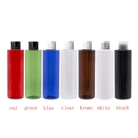 30pc 250ml empty clear amber black refillable cosmetic bottle with plastic flip top cap 250cc capacity pet shampoo container