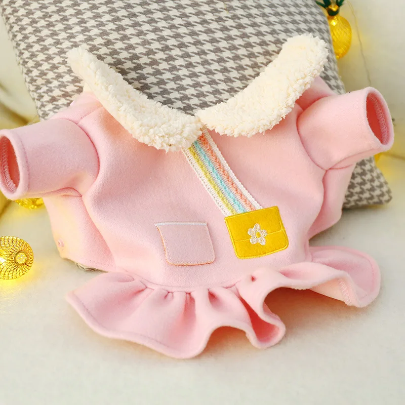 Милое розовое платье для маленьких собак зимняя флисовая одежда щенков и кошек