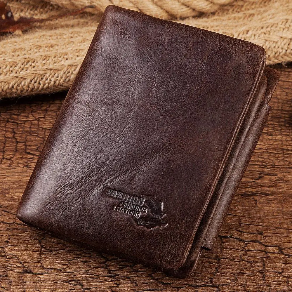 Кошелек тройного сложения из 100% натуральной кожи с бесплатной гравировкой