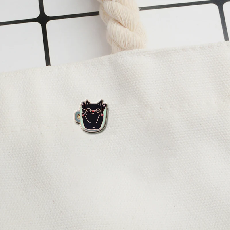 Очаровательны глупая чашки шпилька с подвеской Кот забавные подарки для