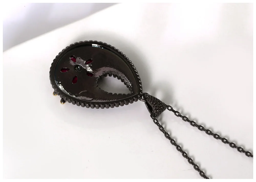 DreamCarnival1989 черный кулон ожерелье Винтаж Нео Готический полый цветок CZ колье Parure Bijoux Femme Прямая WP6485