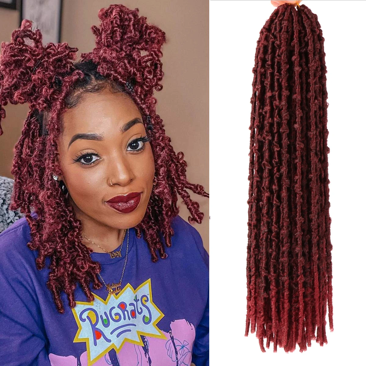 

SAMBRAID бабочка Locs волосы богини ручной работы предварительно петлевые короткие Bob Locs Проблемные крючком волосы искусственные Locs наращивание ...