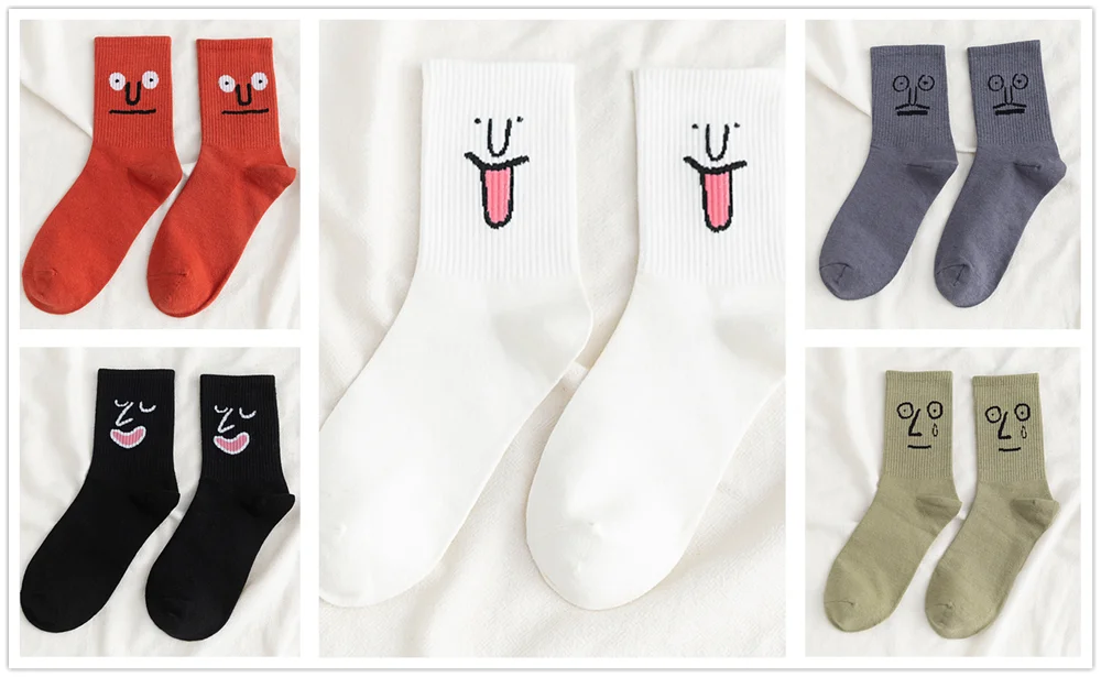 5 pairs 5 пар/упак. унисекс сюрприз Средние мужские носки Harajuku ColorfulWinter смешные мужские носки 100 Хлопок Kawaii Размер 35-42 - Цвет: 5 pairs