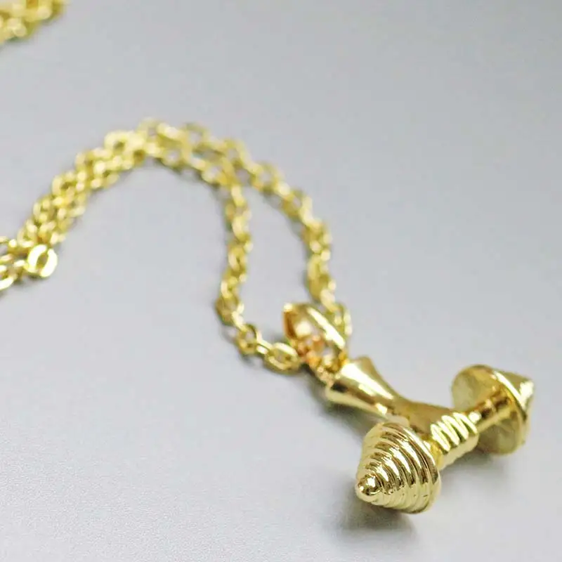 Подвеска в виде гантели Ожерелье Фитнес золотого цвета чокер штанга для
