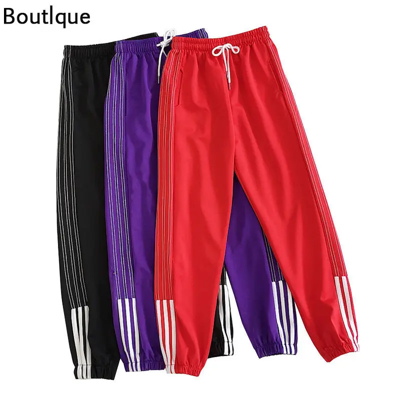 

Autumn New Sports Pants Female Student Korean Version Loose and Thin Casual Pants Three Bar Harlan Joggers Women Streetwear