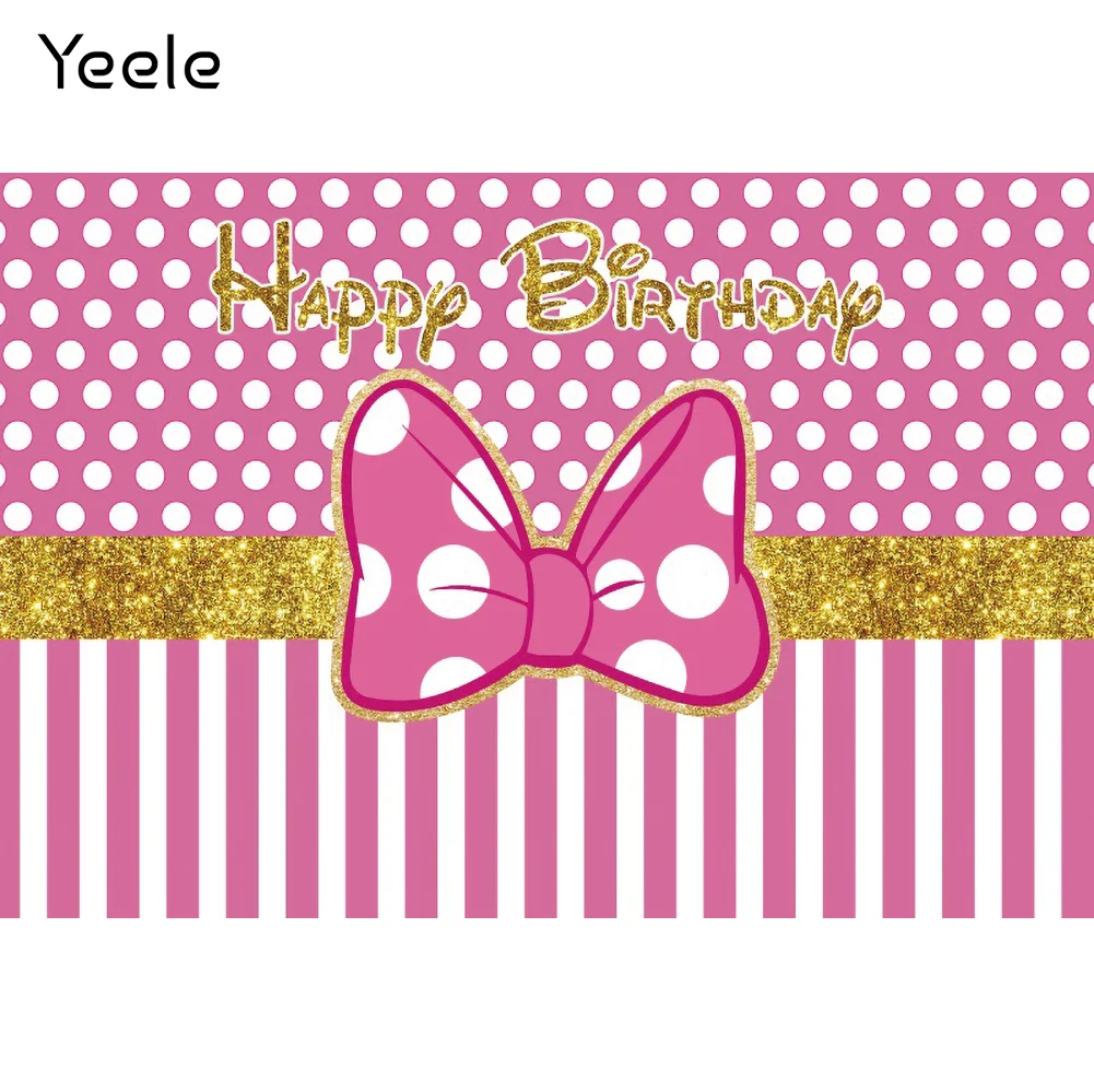 

Yeele Gold Pink Stripe Girl Bow Newborn Baby Shower 1st Birthday Photography Backdrop Photographic Backgrounds For Photo Studio