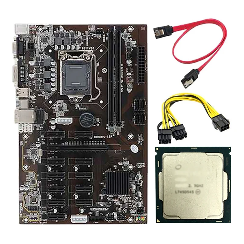 Материнская плата B250 BTC для майнинга 12 PCIE слотов LGA1151 DDR4 RAM SATA3.0 USB3.0 с процессором