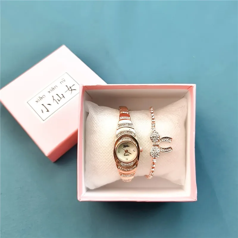 

New Women's Watch Simple Casual Watch Bracelet Set with Box Diamond Watch Set Girl