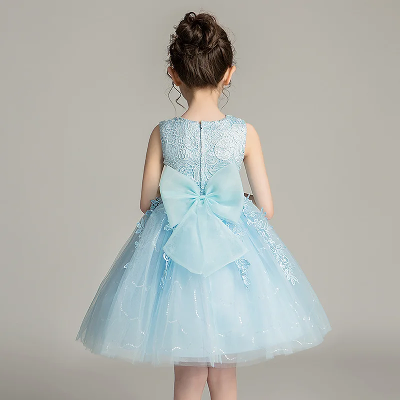 

Ball Gown Dresses for Girls Elegant Princess Fancy Flower White Wedding Birthday Children Evening Party Vestidos Kids Clothes