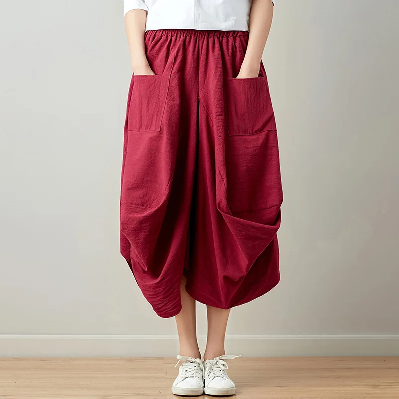

2021 New Summer Skirts Casual Plaid Bud Pockets Multicolor Pleated Skirt Knee-length Natural Comfortable Women Skirt