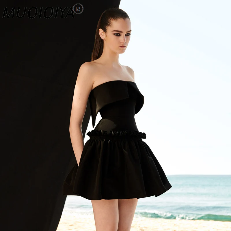 

Черное короткое мини-платье для женщин, новинка 2021, модное Роскошное дизайнерское летнее праздничное платье с открытыми плечами, женские пл...
