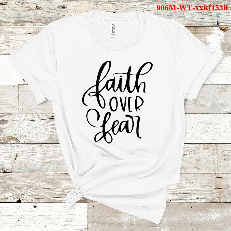 

Oversized T-shirt Funny Lettering T-shrits FAITH OVER REAL Tee Shirt Summer Short Sleeve Tops Funny Graphic T Shirts Woman Cloth