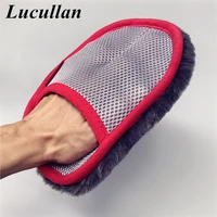 lucullan dirtproof super dense synthetic hair glove lint free car wash mitt for leatherpaneldashboard