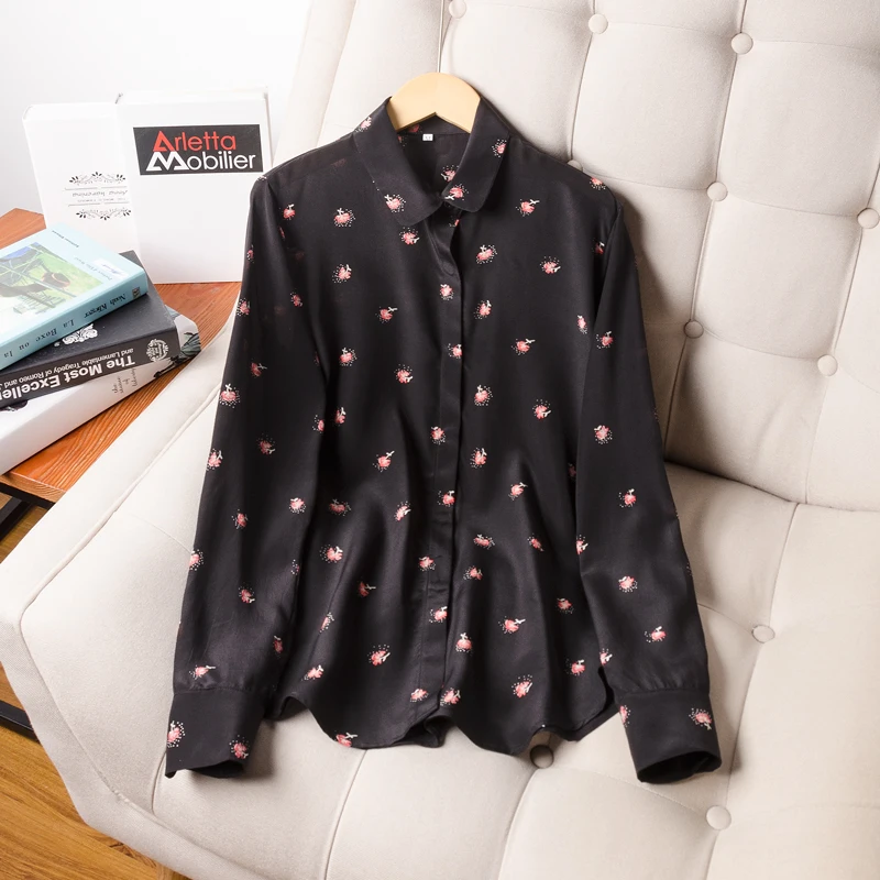 Женская блузка из натурального шелка 2020 тутового шелкопряда с длинным рукавом и