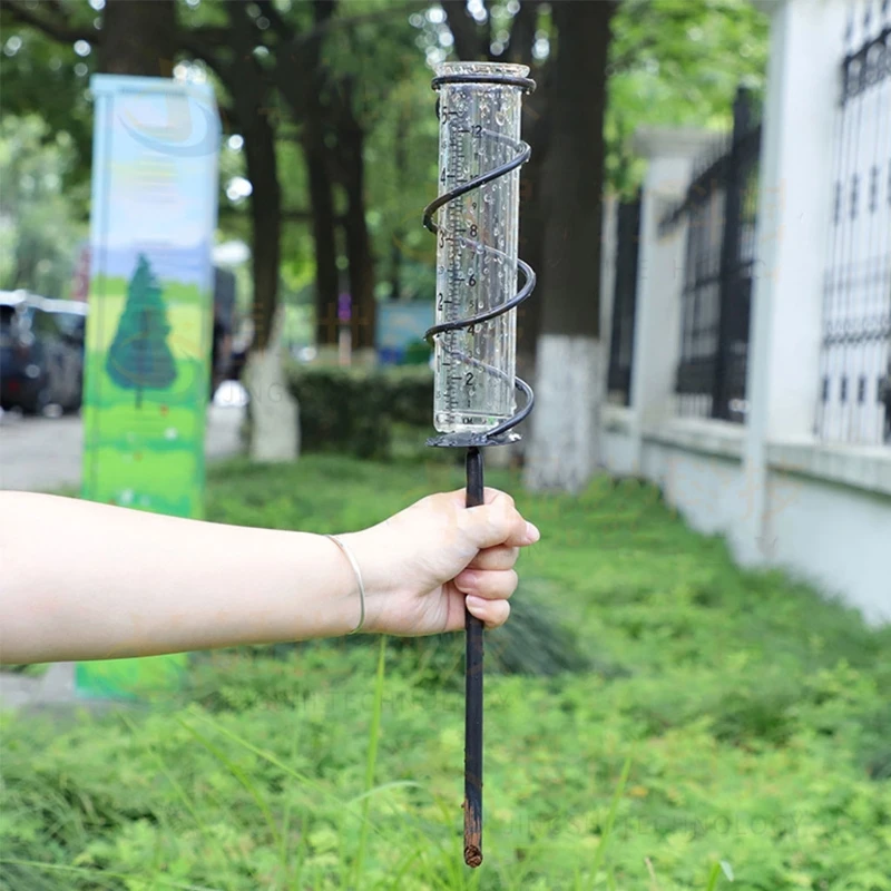 

203F Rain Gauge Outdoor Decorative S piral Garden Glass Rain Water Meter Measuring Decor Rain Gauge Stake Your Garden Decor