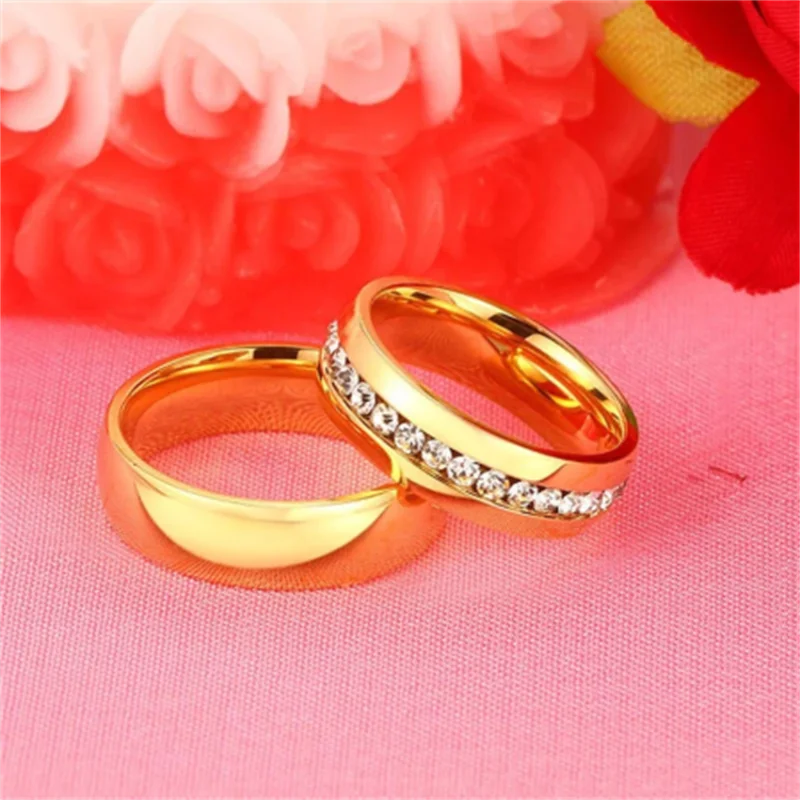 

Classic Engagement Wedding Rings For Women Men Jewelry Stainless Steel Couple Wedding Bands Fashion Brands Jewelry wholesale
