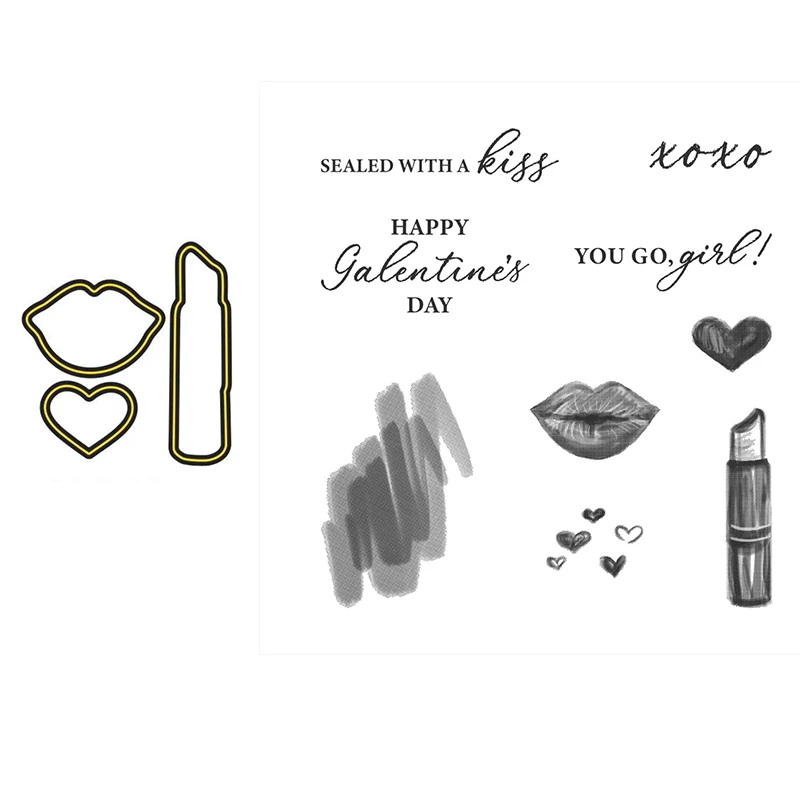 

Clear Stamps And Cutting Dies Sealed Lipstick Lips Love Gift For DIY Scrapbook Photo Album Craft Card 2021 New