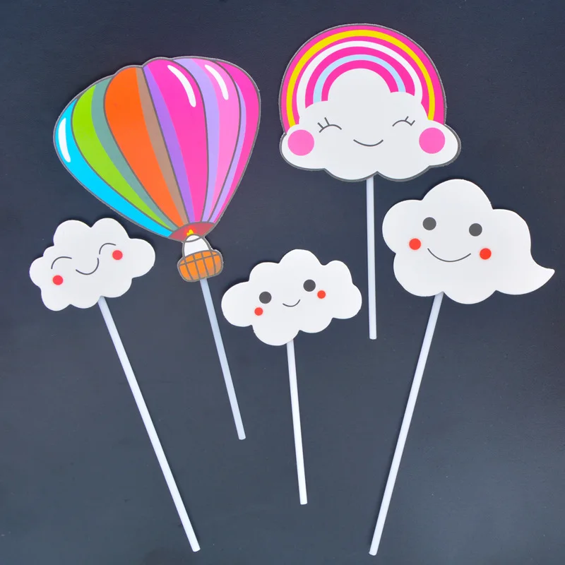 Украшение для торта улыбающееся лицо облако воздушный шар радужная открытка