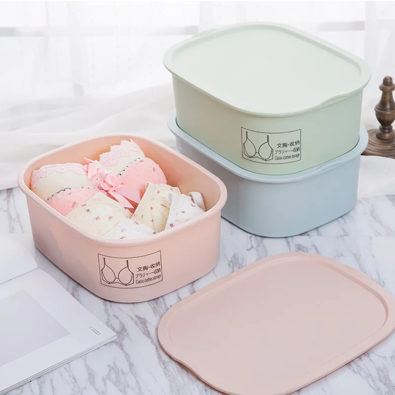 

Plastic Sock Storage Box with Lid Drawer Underpants Boxes Compartment Storage Containers Wardrobe Bra Finishing Case Organizer