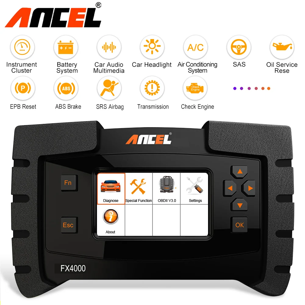 Ancel FX4000 OBD2 сканер автомобильный диагностический инструмент полная система сканирования ABS SRS сброс масла код читатели ODB2 диагностический сканер автомобильный