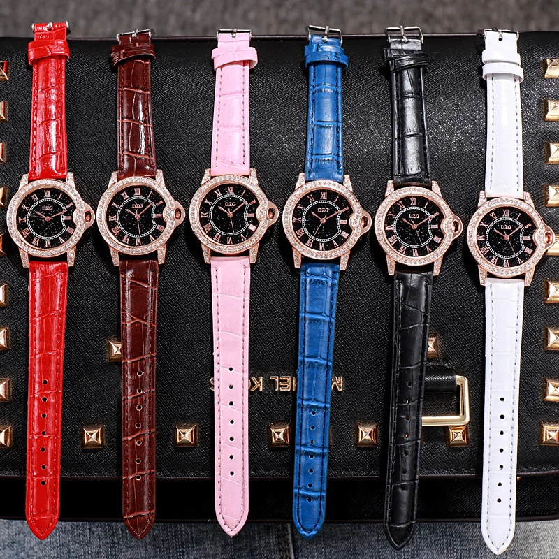 

Rose Gold Diamond Round Large Dial Dial Belt Starry Sky Watch
