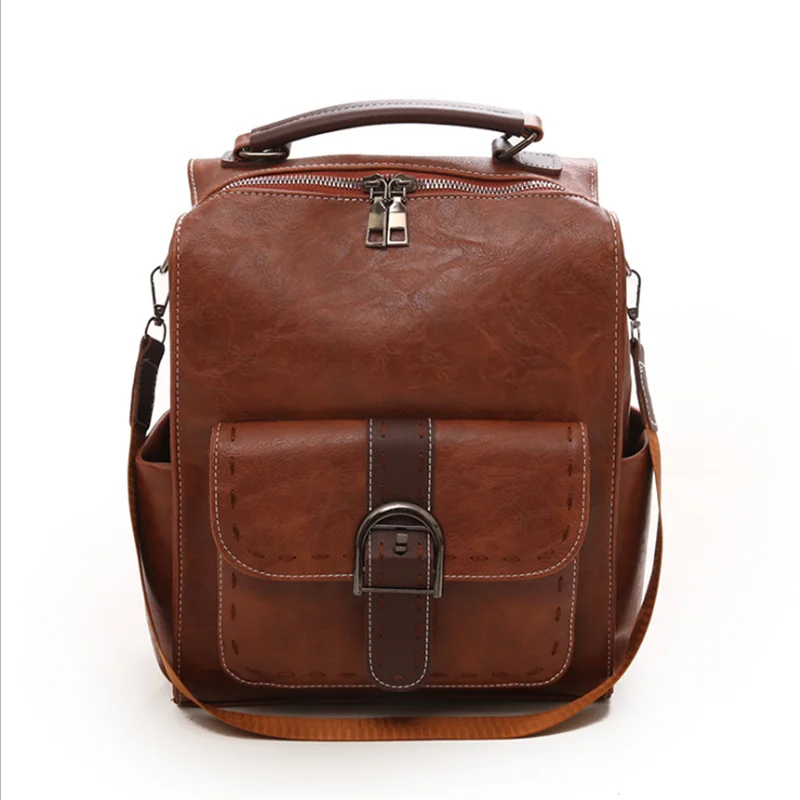 

Luxury Women Backpack 2020 Vintage Travel PU Leather Backpack Large Capacity Bookbag High Quality School Bags for Teenage Girls