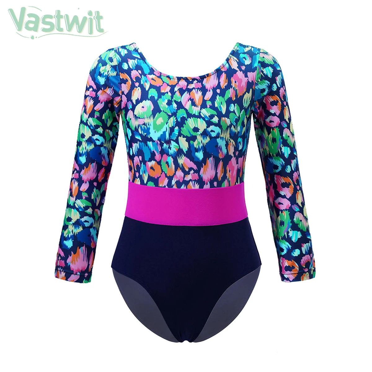 

Kid Girl One Piece Swimsuit Sun Suit UPF50+ Long Sleeve Leopard Print Patchwork Swimwear Bathing Clothes Swimming Suit Beachwear