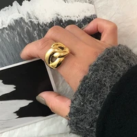silvology real 925 sterling silver irregular thick chain rings korea ins style simple cross wide rings for women party jewelry