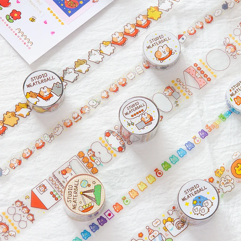 

Kawaii Cartoon Cat Masking Washi Tape Diary DIY Decorative Adhesive Tape School Cute Stationery Stickers Gift