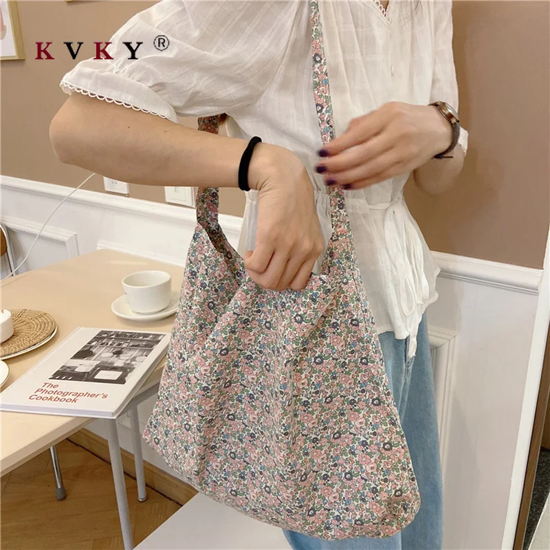 Корейская маленькая Холщовая Сумка Ins Girl с цветочным принтом Студенческая