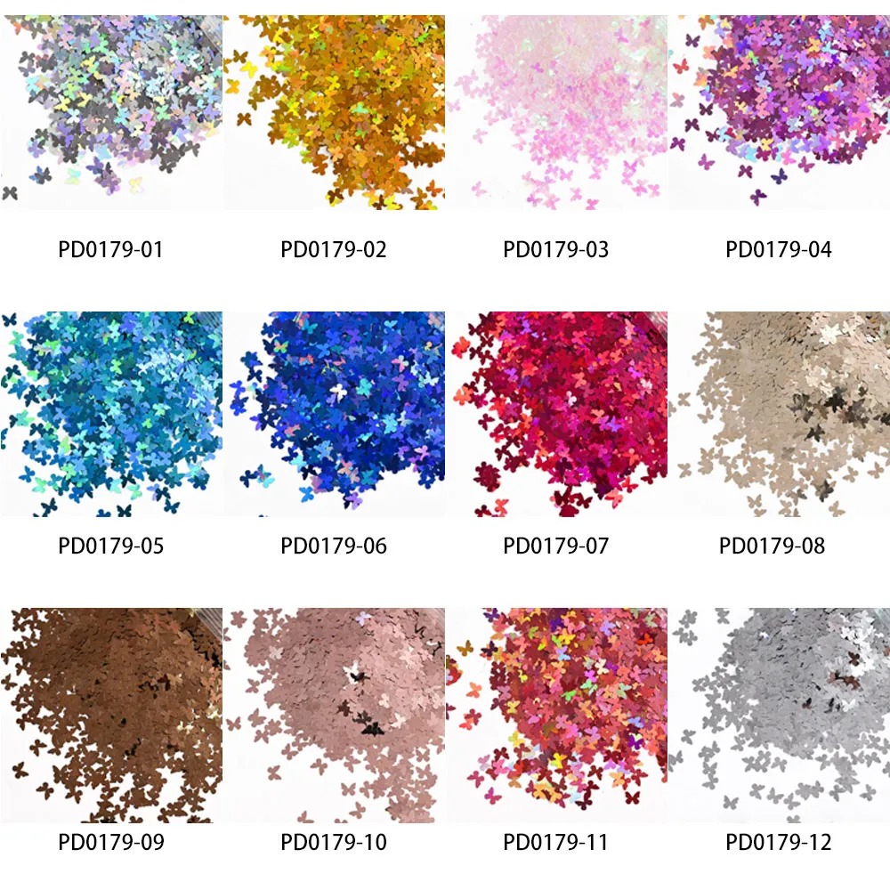 

50g/Bag Of 3D Butterfly Holographic Glitter Nail Art Decorations 12 Colors Ab/Pink/Red/Blue...5mm Magic Color Nail Laser Sequins