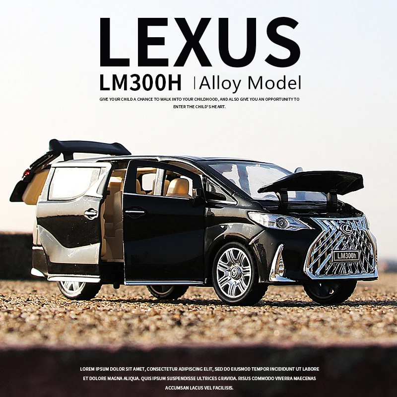 Модель автомобиля LEXUS LM300H MPV 1:32 из сплава, металлическая Игрушечная модель автомобиля с высокой симуляцией звука светильник светки, автомоб...