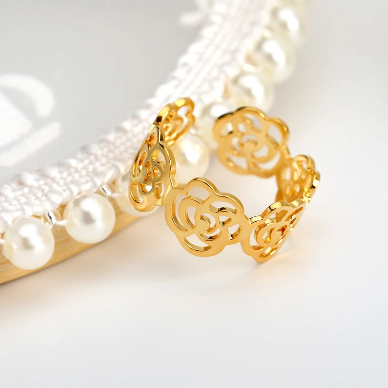Женское кольцо из нержавеющей стали Открытое цвета розового золота с полыми