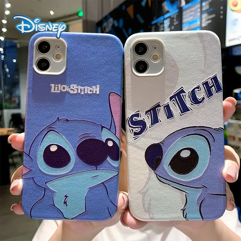 

Disney Stitch Cartoon Mobile Phone case for iPhone 13 12 11 Pro Max Mini XR XS 7 8 Plus SE Leather Cute Anti-Fall Covers