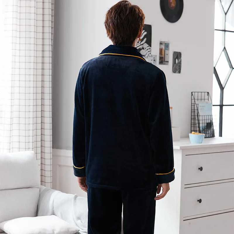 Коралловая бархатная Пижама мужской утепленный плюшевый кардиган на осень и