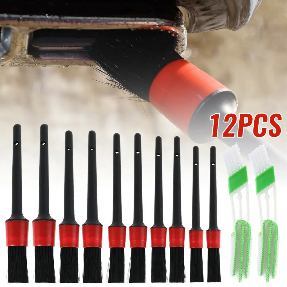 

6/12pcs Car Brush Set Detailing Detail For Cleaning Wheels Engine Emblems Air Vents Interior Exterior Accessories