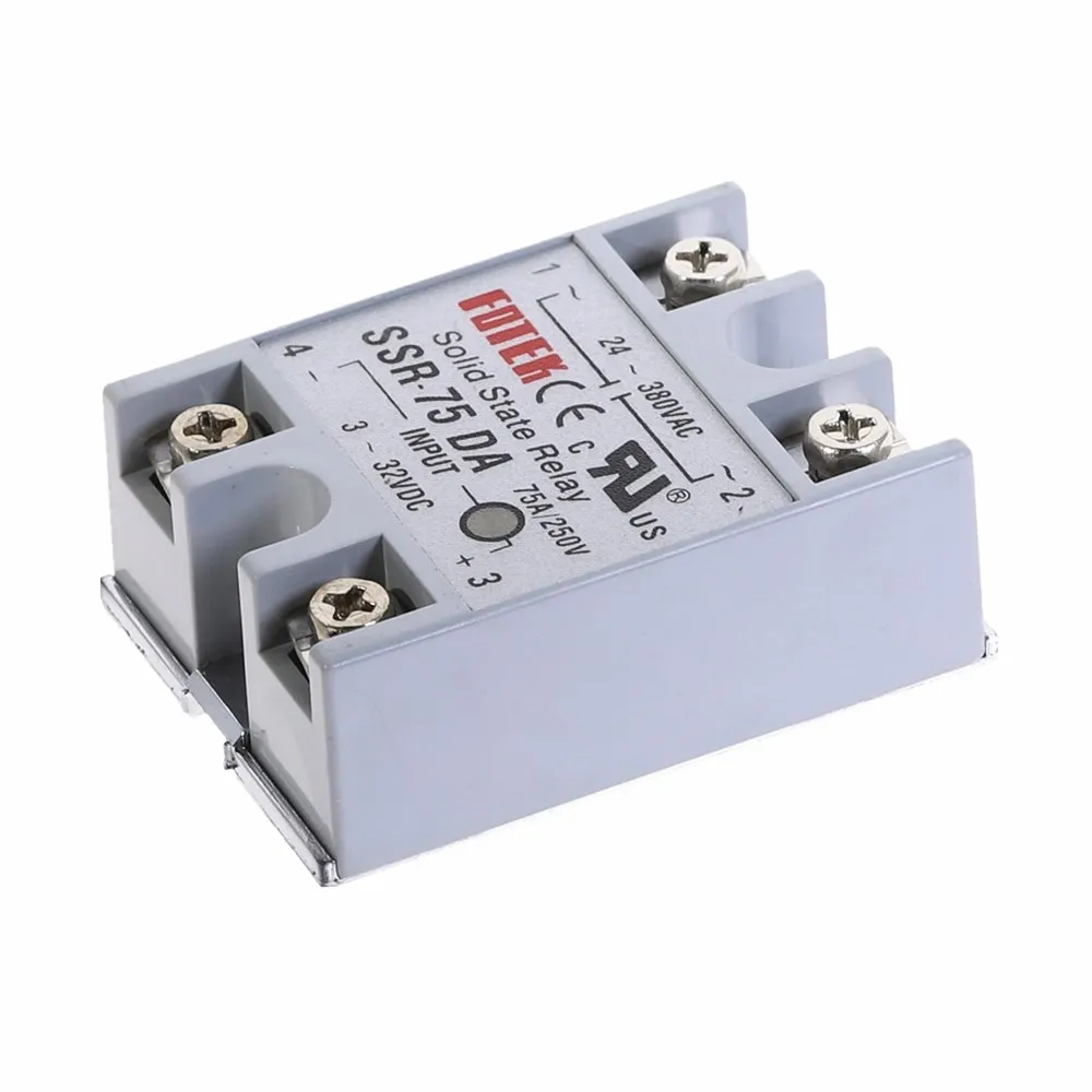 1 шт. SSR-75DA 75A твердотельный релейный модуль 3-32 В DC вход 24-380VAC