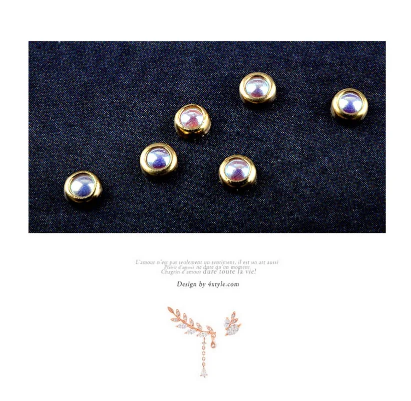 AB бежевый цвет металлические края блестящие бусины для ногтей шпильки DIY