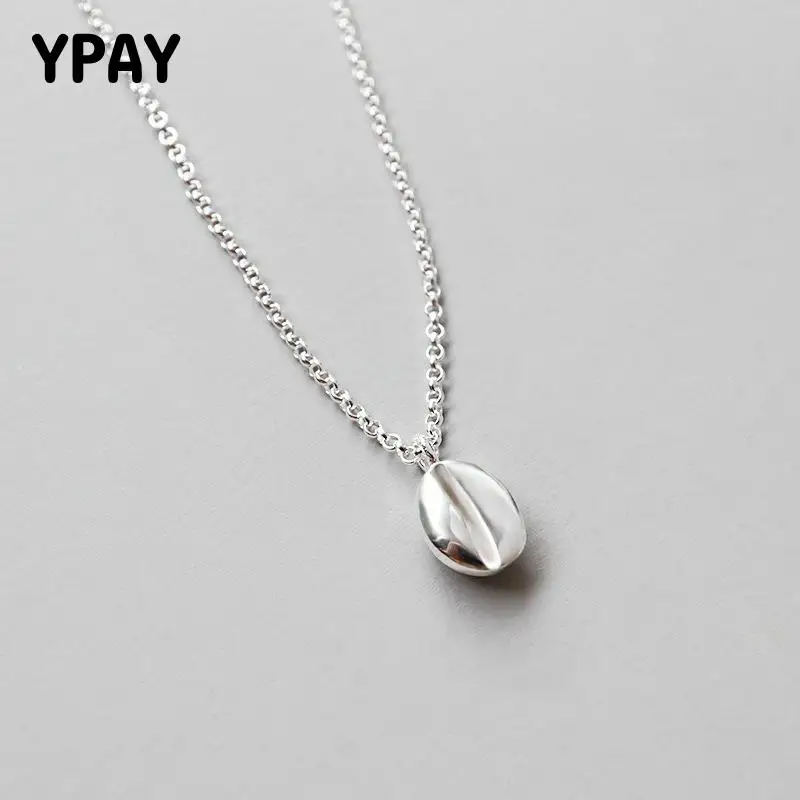 

YPAY 100% Authentic 925 Sterling Silver Necklace Korean Trendy Coffee Bean Pendants & Necklaces For Women Fine Jewelry YMN124